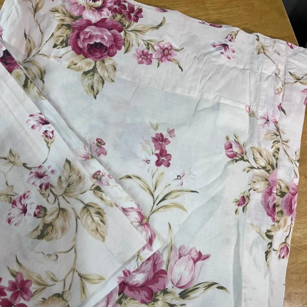 Vtg Laura Ashley Lifestyles Pink Rose Floral Curtain Panels 40x82 Set of 2